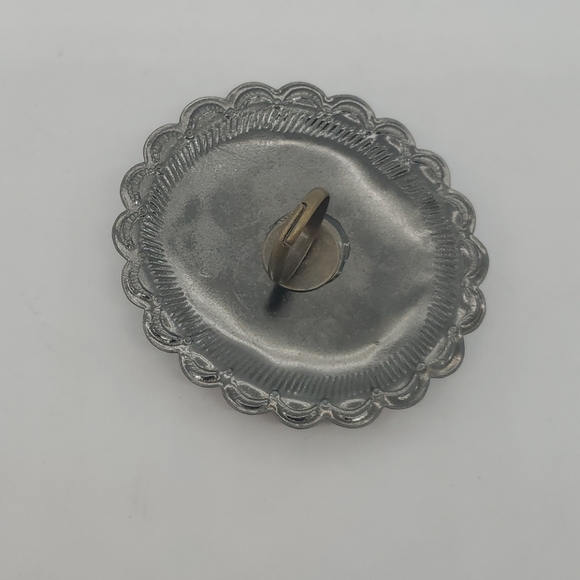 JUMBO BLUE TURQUOISE RHINESTONE CONCHO RING - Picture 4 of 5